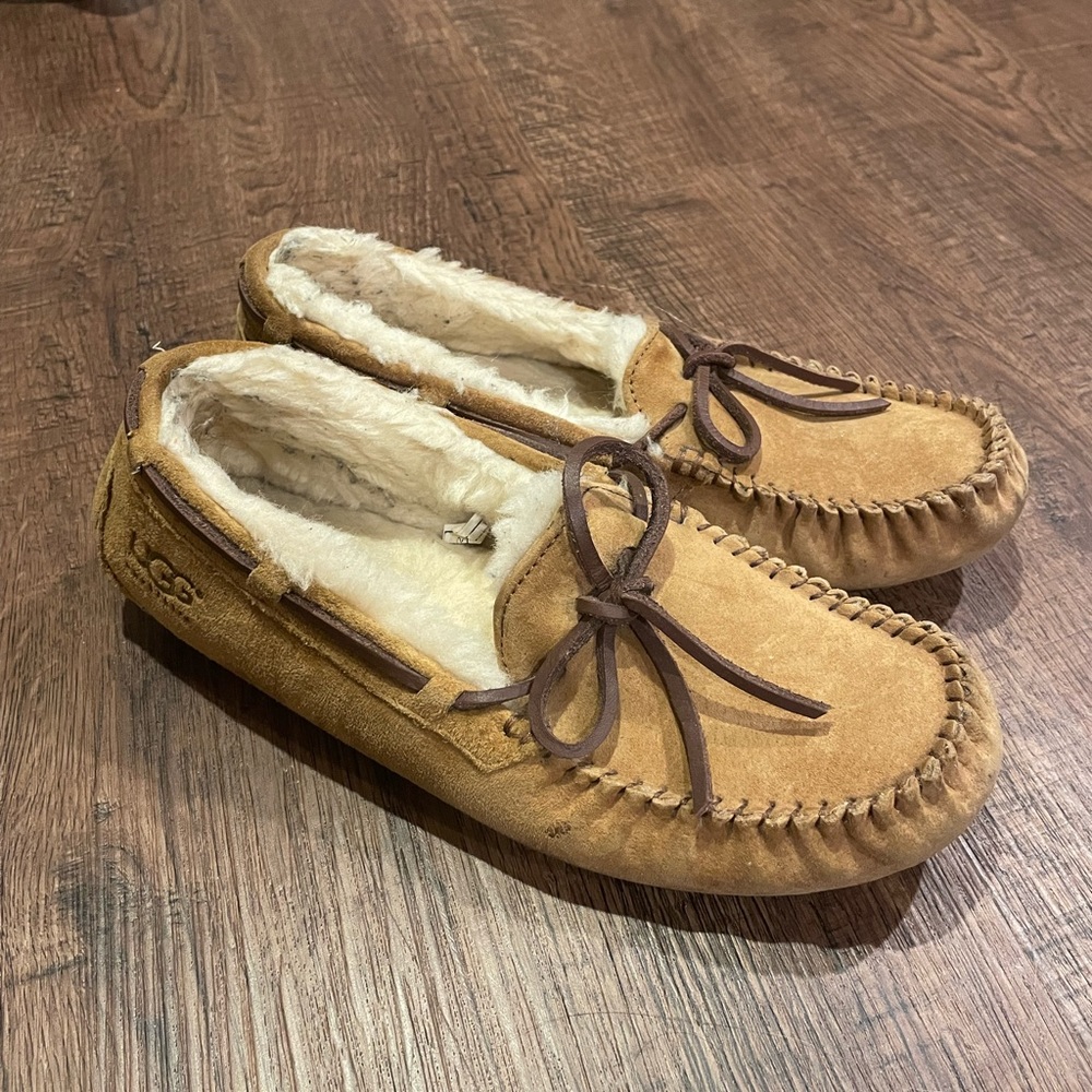 UGG Tan Suede Moccasin Slippers - Picture 3 of 7